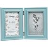 Hampton Frames PALOMA PAL301904B Cornice portafoto doppia in vetro 10x15 cm azzurro in MDF effetto invecchiato, autoportante verticale, retro con clip girevoli