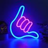 WIOSOUL Finger Neon Sign Finger Shap LED Neon Light Decorazione da parete con USB o a batteria, 26 x 19 cm, lampada notturna a LED per camera da letto, bar, feste, festival (dito)