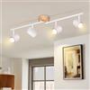 Deboola, Lampada a soffitto 4 luci vintage - lampada a soffitto bianca in legno e metallo orientabile GU10, per camera da letto, soggiorno, corridoio, cucina, sala da pranzo - senza sorgenti luminose