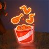 DAKABUKA Insegna al Neon Pollo Fritto Luce al Neon Pollo Croccante Luce LED Alimentata USB Dimmerabile per Fast Food, Snack Bar, Buffet, Ristorante e Pub