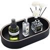 GORESE Vassoio da Bagno, Ovale Vassoio Decorativo in Pelle Vassoio Portaoggetti Vassoio per Profumi Svuotatasche Vassoio da Portata per Bagno,Cucina,Tavolo,Soggiorno,Camera da Letto(Nero)