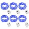 litogo 6 Pezzi Stringa Luci LED a Batteria con Tre Modalità, 2M 20 LED Lucine Decorative a Batteria, Filo di Rame Mini Led a Pila Impermeabile per Interni Esterni Natale Matrimoni, Blu
