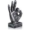 LEPENDOR Statue di gesti delle dita Decorazione scultura a mano Mano resina scultura decorazioni per casa e ufficio - Argento, Ok Dita