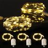 Yizhet Stringa Luci Led Ricaricabili, 3 Pezzi Catena Luci Rimovibile, 3m 30 Led Bianco Caldo 8 modalità con Timer e Gancio, Impermeabile IP65 per Natale per Albero, Balcone, Giardino