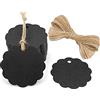 G2PLUS 100 PCS Etichette Regalo,Etichette in Carta Kraft,6x6CM Tag Regalo Etichetta Rotonda con Spago per Matrimoni,Compleanni e Natale (Nero)