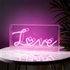 Lights4fun Insegna Luminosa Neon Love con LED Rosa per Arredo Interni di San Valentino