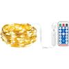 Liyade - Catena luminosa ricaricabile a batteria, 10 m, 100 LED, filo di rame, con 8 modalità/timer/telecomando, IP44 impermeabile, catena luminosa per interni ed esterni, per Natale, feste, matrimoni