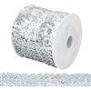 OLYCRAFT 10M Bordo Elastico Con Paillettes Bordo Con Paillettes Elasticizzato Metallizzato Nastro Con Paillette In Tessuto A 3 file per Abbellire Abiti E Fascia - Argento