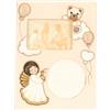 THUN, Portafoto con Calco Manina Angelo con Teddy in Ceramica Decorata a Mano, Linea Baby, 24.5 x 32.5 x 3 cm
