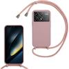 xinyunew Cover Compatible con Xiaomi Poco F6 Pro 5G,Cellulare Girocollo Custodia con Cordino TPU Corda Silicone Case Bumper per Xiaomi Poco F6 Pro 5G Custodia-rosa oro