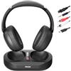 PROW Cuffie TV senza fili, 2.4G e Bluetooth 5.3, tecnologia bi-modalità, cuffie TV per anziani, auricolari senza ritardo di sincronizzazione, con base trasmettitore, supporto in fibra ottica/USB/RCA/BT