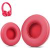 Krone Kalpasmos - Auricolari di ricambio per cuffie Beats Solo 2 e 3 Wireless/Wireless/Wireless, cuscinetti auricolari in pelle di alta qualità, in memory foam con kit, colore: Rosso