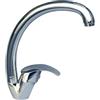 GC GLOBALCOMMERCE Rubinetto da Cucina a Canna Alta Curva Monocomando per Lavello | Miscelatore Orientabile in Ottone Cromato Lucido