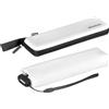Knirps Ultra US.050 - Ombrello tascabile manuale sottile, ultra leggero e piatto, antivento, 21 cm, Bianco con custodia in EVA, 90 cm