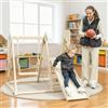 DecHome Gioco Arrampicata 5 in 1 con Scivolo, Altalena e Canestro, in Legno