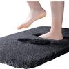 ROLIZOE Tappeto da bagno ultra spesso antiscivolo tappetino da bagno altamente assorbente tappetino da bagno super morbido tappeto da comodino in microfibra 50 x 80 cm, nero