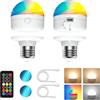 LUTW Lampadina Ricaricabile USB E27, 7W RGB Lampadine con Telecomando, 12 RGB 3 Temperature di Colore Lampadina a Batteria, 2000 mAh, Non Cablate, 2 Pezzi
