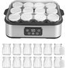 TECKZOON Yogurtiera Elettrica 2200 ml, con 12 × 180 ml Vasetti in Vetro, Macchina Digitale in Acciaio Inox, Yogurt Maker Automatico per Yogurt Fatti in Casa, Formaggio o Natto