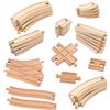 Toclsixz 33 binari per ferrovia in legno, con binario a S, incrocio, morbido, compatibile con le marche ferroviarie | binari in legno per 3 + bambini (33 pezzi)