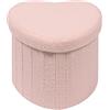 Bonlife Pouf Contenitore, Portaoggetti Baule, Poggiapiedi Pieghevole di Cuore, Cassapanca, per Ingresso, Soggiorno e Camera da Letto, Rosa, 38x38x38 cm