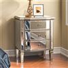 SHYFOY Comodino Vintage con Specchio, 3 Cassetti, 60 x 50 x 40 cm, Struttura in MDF e Vetro, Finitura Argento