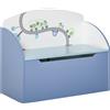 HOMCOM Cassapanca Baule Portagiochi, Panca in Legno Blu per Cameretta Bambini 3-6 Anni, 60 x 30 x 50 cm|Aosom