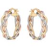 DelPia, Orecchini Cerchio Modello Treccia in Oro 18kt e Argento Sterling 925 Tre Colori (15)