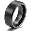 Titaniumcentral Anelli di fidanzamento in carburo di tungsteno spazzolato nero Anello di fidanzamento fede nuziale (Nero-8mm,63 (20.1))