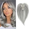 RUNRAYAY Topper per capelli da 25 cm per donna, copertura 3D a 360°, frangia a clip per uso quotidiano, grigio