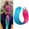 Shangxiu Estensioni arcobaleno ponytail con cravatta per capelli, 100 g, confezione da 100 g, per trecce, extension colorate Ombre per ragazze e donne (pesca rosso lago blue)