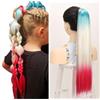 Shangxiu Estensioni per capelli arcobaleno ponytail con cravatta da 24 pollici colorate per licheni colorati Ombre sirena frangia coda di capelli per treccia blu bianco rosa