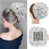 Rich Choices Extension clip capelli veri Pettini Estensioni dei capelli ondulati ricci disordinati Bun Piece Up Do Coulisse coda di cavallo Chignon Parrucchino Grigio argento