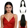 Bukezudang Parrucca Donna Nera Lunga 70cm, Lungo Lisci Nero Parrucca con Riga Centrale per un Look Realistico - Monochrom Lungo Lisci Parrucche per Cosplay, Halloween, Carnevale e Feste