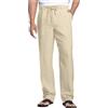 NANAMEEI Pantaloni estivi da uomo in lino, leggeri, senza pieghe, con coulisse, taglie S-3XL, bianco, L