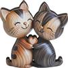 WOKICOR Statuetta decorativa per gatti in legno - Piatto 2D gatto in legno per ufficio, scaffale e soggiorno, regalo gatto e decorazione in legno per coppia amanti dei gatti