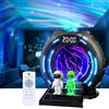 Amailtom Proiettore Stelle Soffitto Sfera al Plasma, Astronauta Proiettore Galassia Lampada Aurora Boreale Luce Notturna con Rumore Bianco, Altoparlante, Sveglia e Telecomando per Gaming Regali Natale
