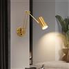 zhxinashu Applique da Parete LED da Lettura Oro a Braccio Snodato | Applique da Parete Pieghevole 5W ad Angolo Regolabile, con Interruttore On/Off per Camera da Letto, Soggiorno, Studio e Hote