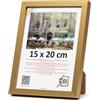 3-B - Cornice portafoto modello Mega in oro - 15 x 20 cm - con vetro acrilico