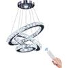 diisunbihuo Dixun Lampadario dimmerabile LED, Plafoniera moderna, 3 Anelli, Regolabile, Lampada a sospensione in acciaio inossidabile, Lampadario per camera da letto, Soggiorno