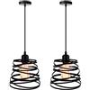 iDEGU 2 Pezzi Lampadari a Sospensione Moderni Lampada da Soffitto Creativo Design Spirale a Cascata E27 Lampada a Sospensione Vintage per Camera da Letto Soggiorno Cucina Sala da Pranzo (20cm, Nero)