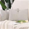 Madizz 2 Pezzi Copri Cuscini in Velluto Chenille con Bordo Decorativo Neutri Morbido Copricuscini Fodere per Cuscino Lusso Stile Arredi per Casa Divano Grigio chiaro 30x50 cm