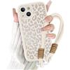 Coalbooliy Cover con Cordino per iPhone 13 Mini 5,4'', Silicone Morbido Custodia Aesthetic Leopardo Bianco Summer Mädchen Modello Disegni Collana Universale Fotocamera Protettiva Case, 01