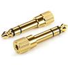 Ancable Adattatore per cuffie da 3,5 mm femmina a 6,35 mm maschio, 2 confezioni da 1/4 a 1/8 adattatore stereo per cuffie jack AUX placcato convertitore jack per pianoforte digitale, tastiera, ecc