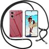 ISOI Cover con Cordino per Motorola G05 5G/E15 5G, Custodia Trasparente con Collana Tracolla Laccio Collo Ultra Sottile Morbido TPU Silicone Antiurto AntiGraffio Case, Nero