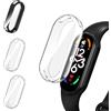 iVoler 3 Pezzi HD Clear Cover con Pellicola Protettiva per Xiaomi Smart Band 8 / Xiaomi Mi Band 8, Copertura Completa Custodia Anti-Graffio Ultra Sottile Morbida TPU Case, 2 Trasparente + 1 Nero