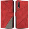 SONWO Cover per Samsung Galaxy A7 2018 / Galaxy A750, Flip Caso in PU Pelle Case Cover Custodia con Slot per Schede e Supporto Stand per Samsung A7 2018 / A750, Rosso