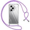 Pnakqil Cover per Honor 400 Pro 5G con Cordino, Trasparente Custodia con Laccio Tracolla Cellulare Girocollo Collana Protettiva per Honor 400 Pro 5G 6.7 Pollic, Viola 01