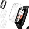 iVoler 3 Pezzi Clear Cover con Pellicola Protettiva per Xiaomi Smart Band 8 Active/Redmi Smart Band 2, Copertura Completa Custodia Anti-Graffio Ultra Sottile Morbida TPU Case, 2 Trasparente + 1 Nero