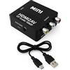 OcioDual Adattatore HDMI RCA, Adattatore Scart HDMI per TV, Convertitore HDMI to VGA, Presa Scart per TV, Connessione video PAL/NTSC 1080p per PC, PS1, PS2, N64, HDMI2AV, Colore Nero