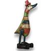 ART-CRAFT Anatra in legno che cammina Figura da giardino in bambù e legno di teak in stile vintage dipinta a mano 25 cm di altezza